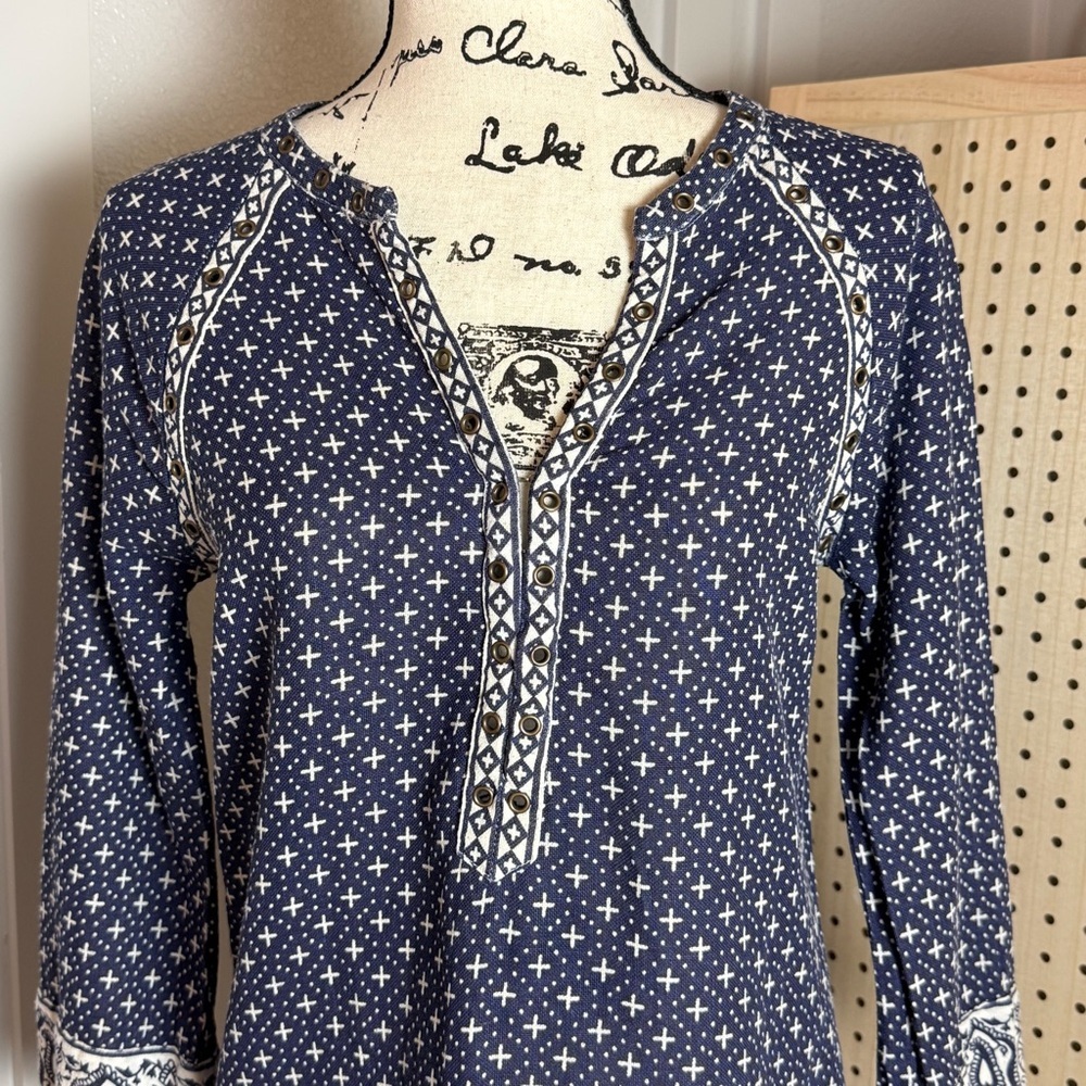 Forever 21 navy + white boho tunic dress • size S - Picture 3 of 8